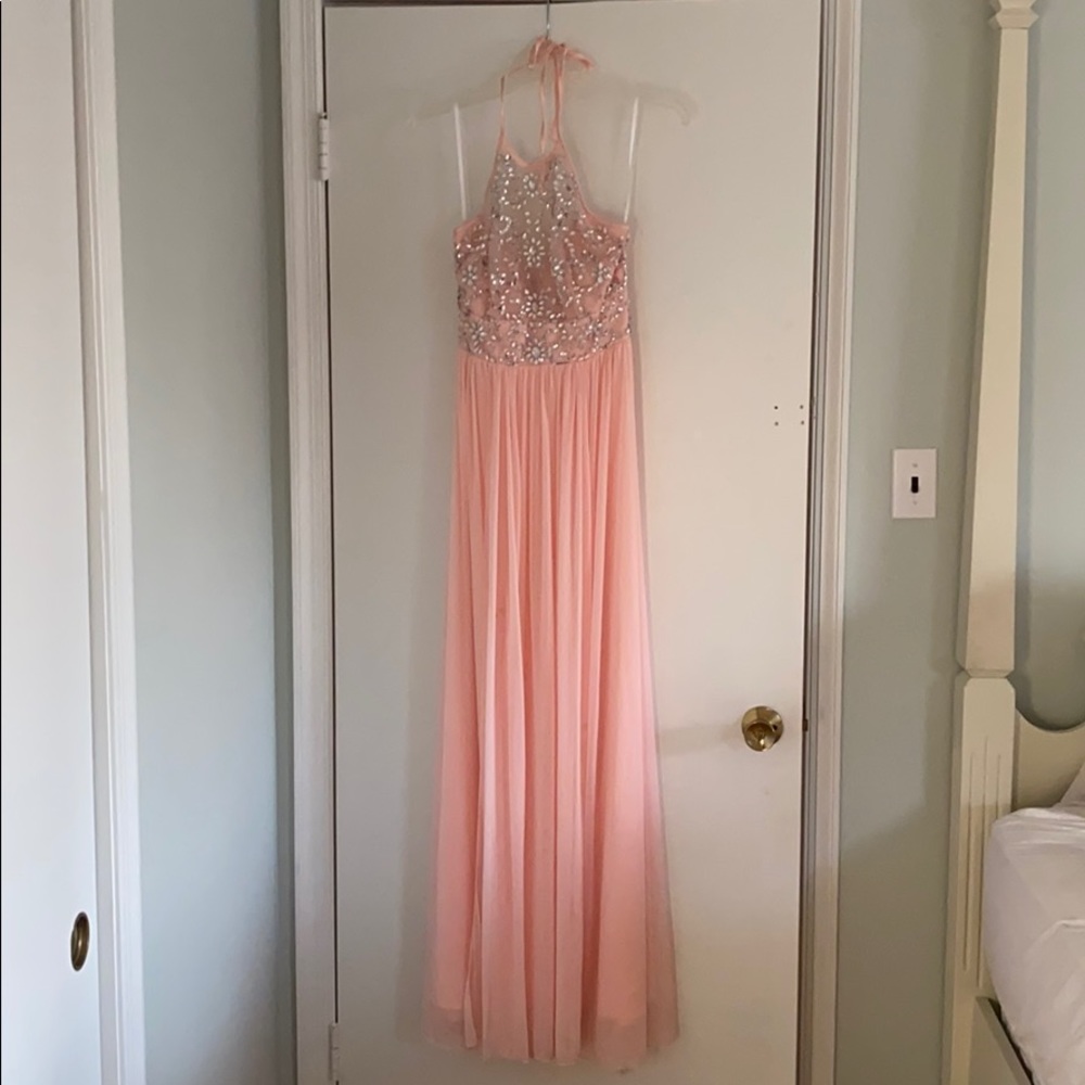 Coral Halter Windsor Prom dress!